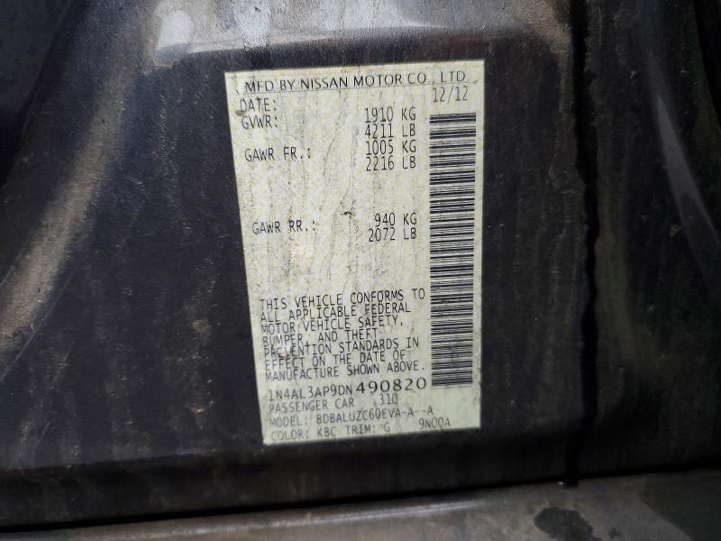 2013 Nissan Altima მანქანა იყიდება აუქციონზე, vin: 1N4AL3AP9DN490820, აუქციონის ნომერი: 53464076