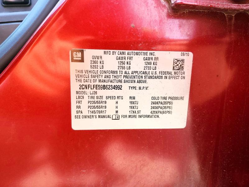 52271866 :رقم المزاد ، 2CNFLFE59B6234992 vin ، 2011 Chevrolet Equinox مزاد بيع