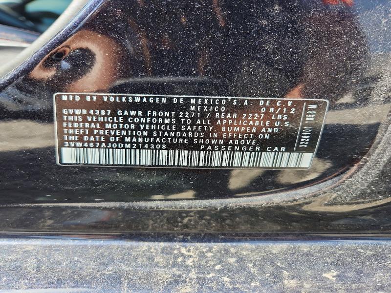 Продажа на аукционе авто 2013 Volkswagen Jetta, vin: 3VW467AJ0DM214308, номер лота: 54100646