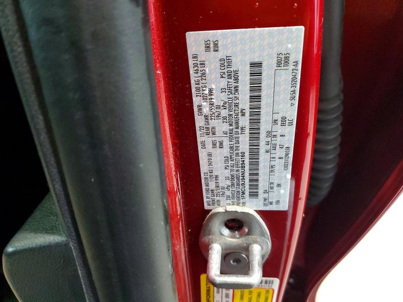 Продаж на аукціоні авто 2022 Ford Escape, vin: 1FMCU9J94NUB94160, номер лоту: 52042506