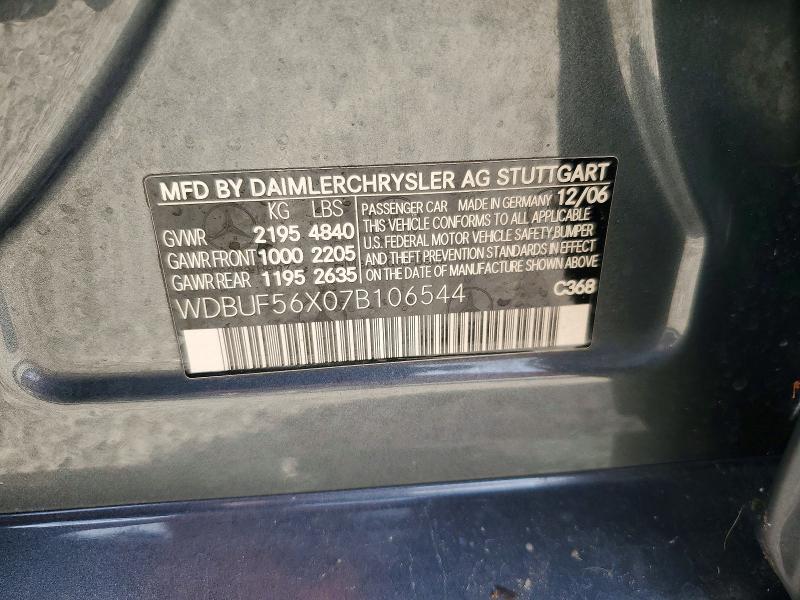 Aukcja sprzedaży 2007 Mercedes-benz E, vin: WDBUF56X07B106544, numer aukcji: 55014346