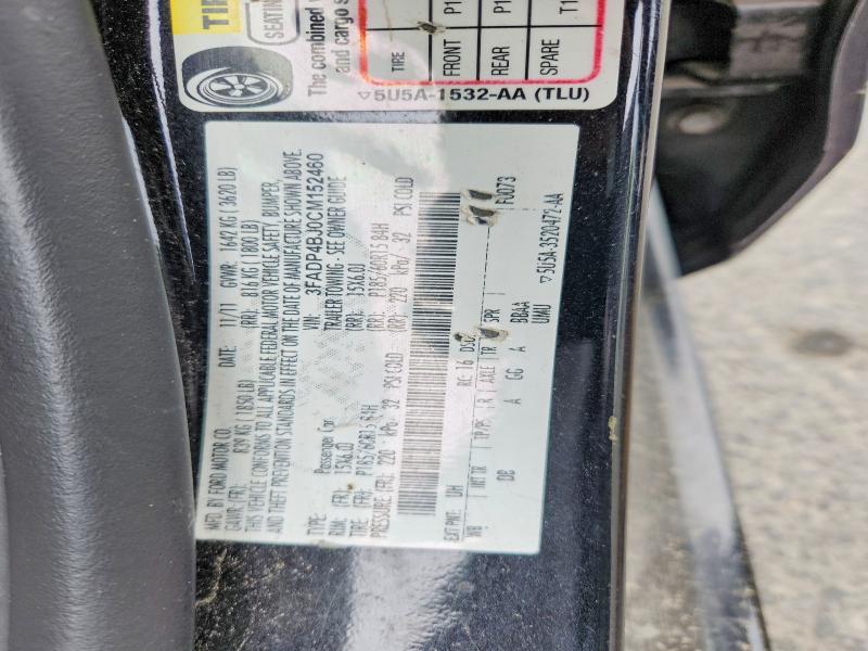 52783906 :رقم المزاد ، 3FADP4BJ0CM152460 vin ، 2012 Ford Fiesta مزاد بيع
