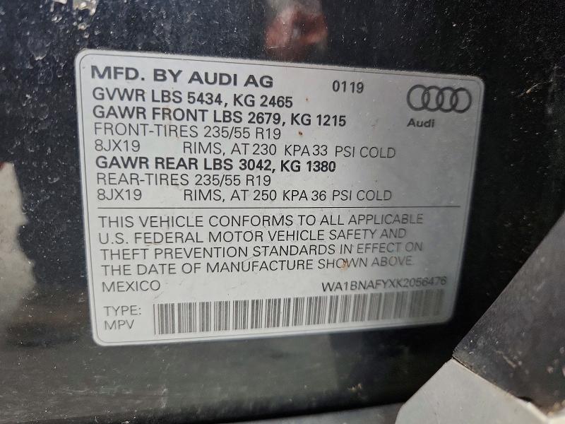 53206936 :رقم المزاد ، WA1BNAFYXK2056476 vin ، 2019 Audi Q5 مزاد بيع