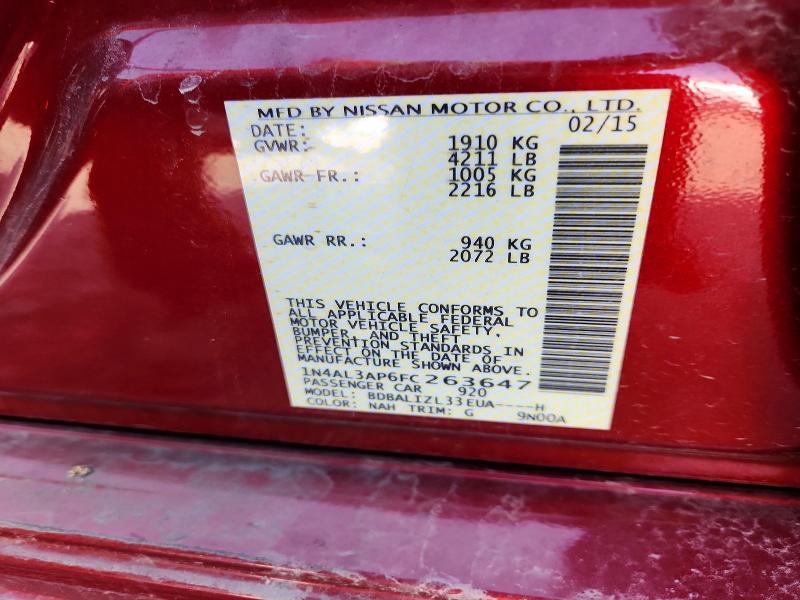 Продаж на аукціоні авто 2015 Nissan Altima, vin: 1N4AL3AP6FC263647, номер лоту: 48264116