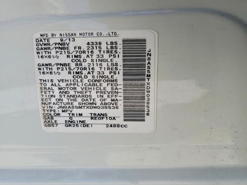 Auction sale of the 2013 Nissan Rogue, vin: JN8AS5MTXDW038536, lot number: 53276966