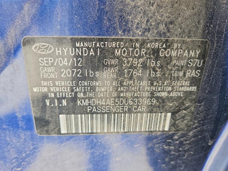 Продаж на аукціоні авто 2013 Hyundai Elantra, vin: KMHDH4AE5DU633969, номер лоту: 53452756