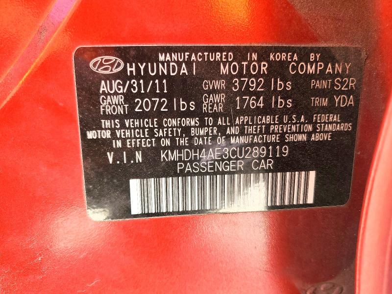 Продажа на аукционе авто 2012 Hyundai Elantra, vin: KMHDH4AE3CU289119, номер лота: 53808466