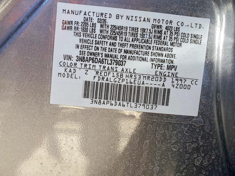 53646976 :رقم المزاد ، 3N8AP6DA6TL379037 vin ، 2026 Nissan Kicks مزاد بيع