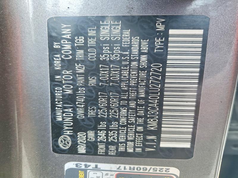Продаж на аукціоні авто 2020 Hyundai Tucson, vin: KM8J3CA40LU272720, номер лоту: 53379406