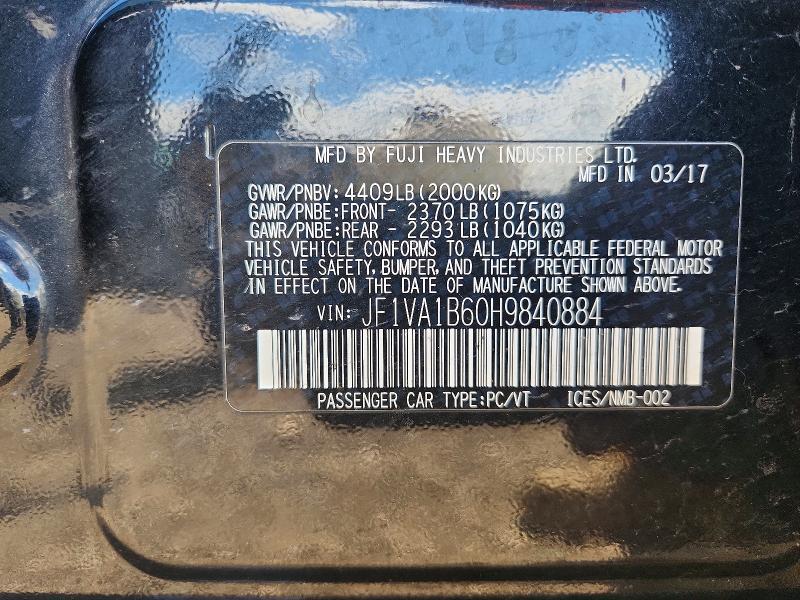 Продаж на аукціоні авто 2017 Subaru Wrx, vin: JF1VA1B60H9840884, номер лоту: 53249086