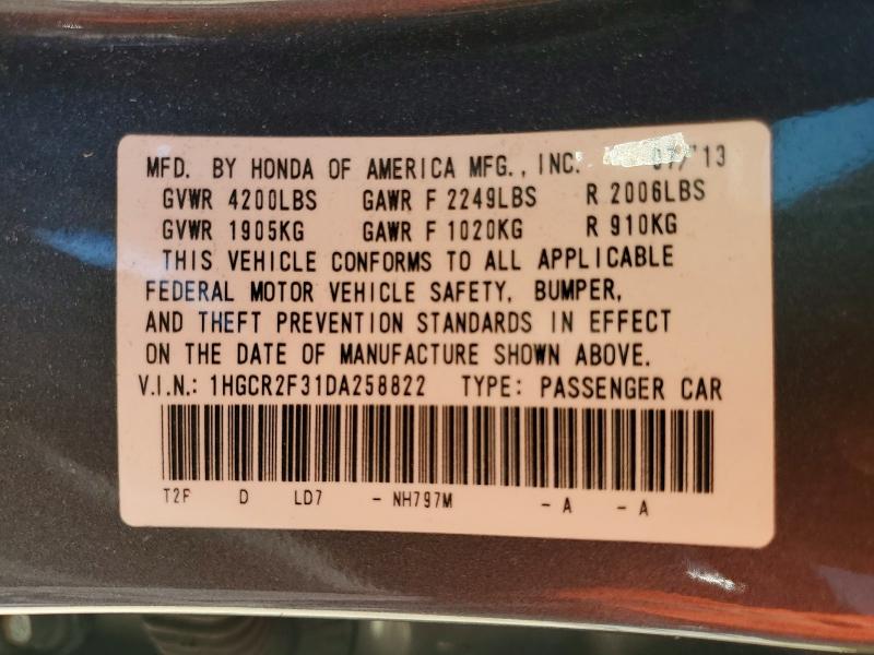 Продаж на аукціоні авто 2013 Honda Accord, vin: 1HGCR2F31DA258822, номер лоту: 54216866