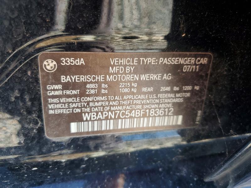 Продажа на аукционе авто 2011 Bmw 335, vin: WBAPN7C54BF183612, номер лота: 53440756