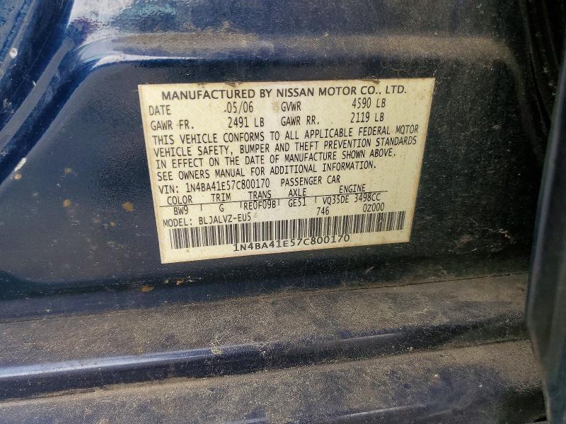 Продаж на аукціоні авто 2007 Nissan Maxima, vin: 1N4BA41E57C800170, номер лоту: 54506116