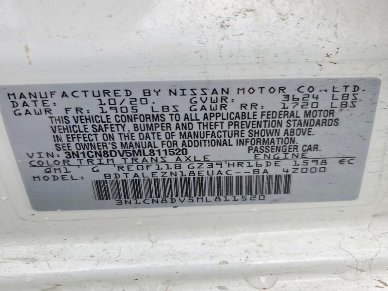 Aukcja sprzedaży 2021 Nissan Versa, vin: 3N1CN8DV5ML811520, numer aukcji: 54977796