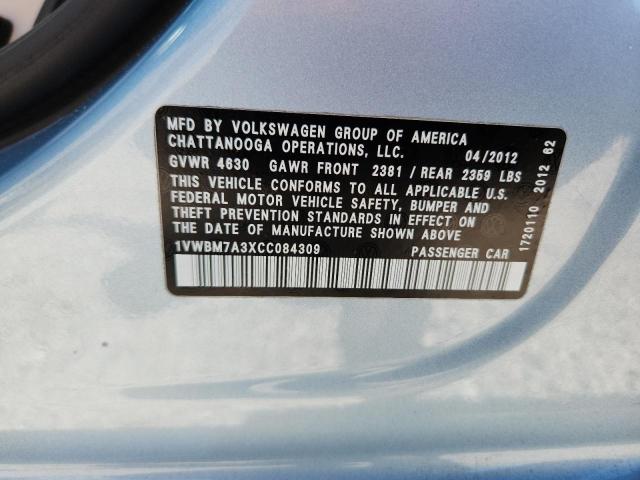 Aukcja sprzedaży 2012 Volkswagen Passat, vin: 1VWBM7A3XCC084309, numer aukcji: 52254026
