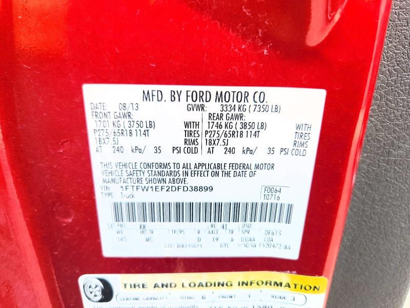 Продажа на аукционе авто 2013 Ford F150, vin: 1FTFW1EF2DFD38899, номер лота: 54814126