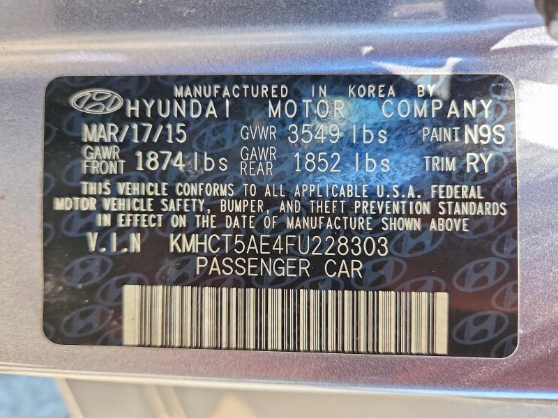 52907576 :رقم المزاد ، KMHCT5AE4FU228303 vin ، 2015 Hyundai Accent مزاد بيع