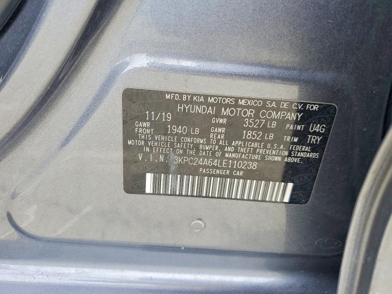 2020 Hyundai Accent მანქანა იყიდება აუქციონზე, vin: 3KPC24A64LE110238, აუქციონის ნომერი: 51871176