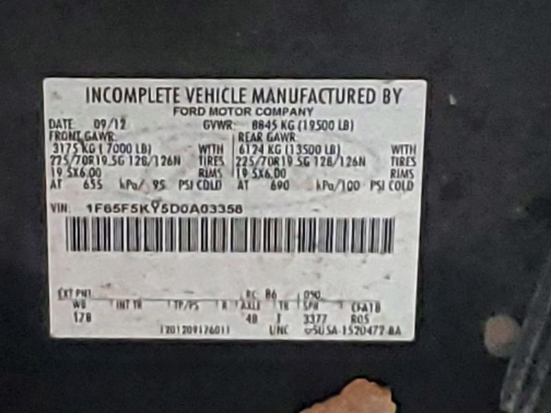 2013 Ford F59 მანქანა იყიდება აუქციონზე, vin: 1F65F5KY5D0A03358, აუქციონის ნომერი: 54085286