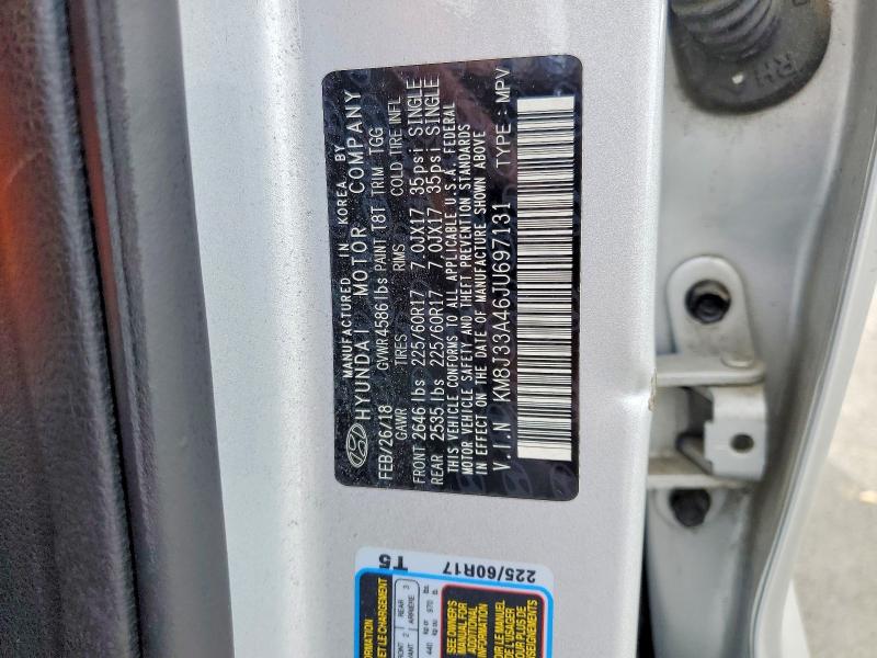 Aukcja sprzedaży 2018 Hyundai Tucson, vin: KM8J33A46JU697131, numer aukcji: 52094266
