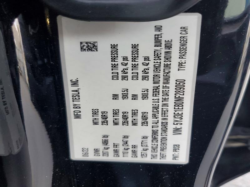 Продаж на аукціоні авто 2022 Tesla Model 3, vin: 5YJ3E1EB0NF289050, номер лоту: 53635286