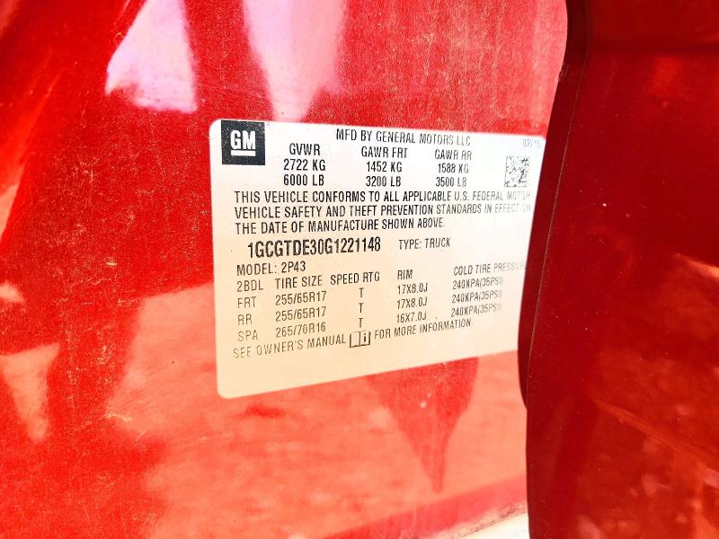 54492966 :رقم المزاد ، 1GCGTDE30G1221148 vin ، 2016 Chevrolet Colorado مزاد بيع