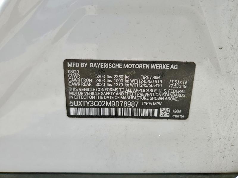 Aukcja sprzedaży 2021 Bmw X3, vin: 5UXTY3C02M9D78987, numer aukcji: 53634046