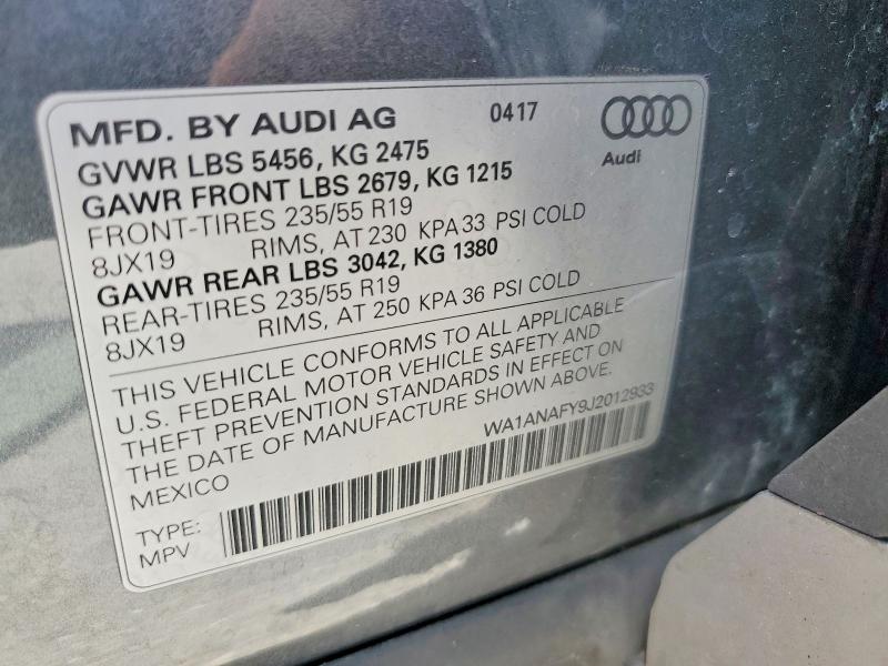 53626526 :رقم المزاد ، WA1ANAFY9J2012933 vin ، 2018 Audi Q5 مزاد بيع