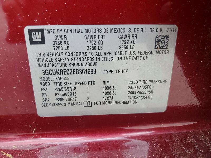 55213826 :رقم المزاد ، 3GCUKREC2EG361588 vin ، 2014 Chevrolet Silverado مزاد بيع