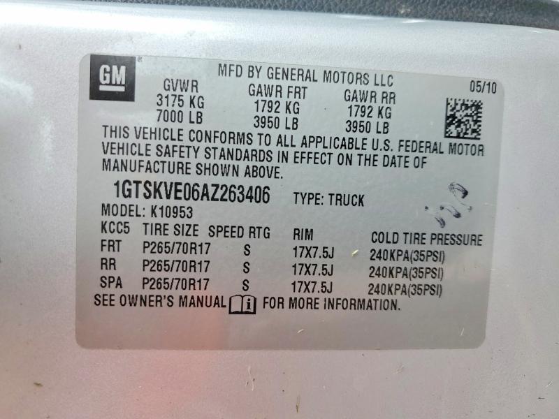 Продаж на аукціоні авто 2010 Gmc Sierra, vin: 1GTSKVE06AZ263406, номер лоту: 54638126