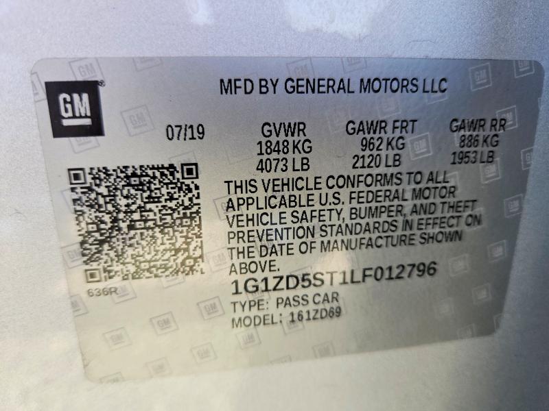 Продаж на аукціоні авто 2020 Chevrolet Malibu, vin: 1G1ZD5ST1LF012796, номер лоту: 52365866