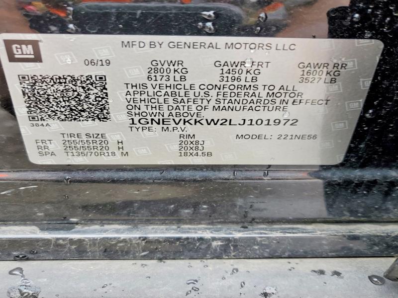 Aukcja sprzedaży 2020 Chevrolet Traverse, vin: 1GNEVKKW2LJ101972, numer aukcji: 52040106