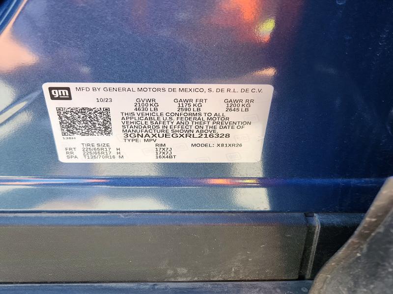 2024 Chevrolet Equinox მანქანა იყიდება აუქციონზე, vin: 3GNAXUEGXRL216328, აუქციონის ნომერი: 53924556