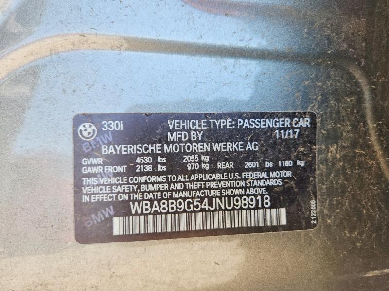 Aukcja sprzedaży 2018 Bmw 330, vin: WBA8B9G54JNU98918, numer aukcji: 53535406