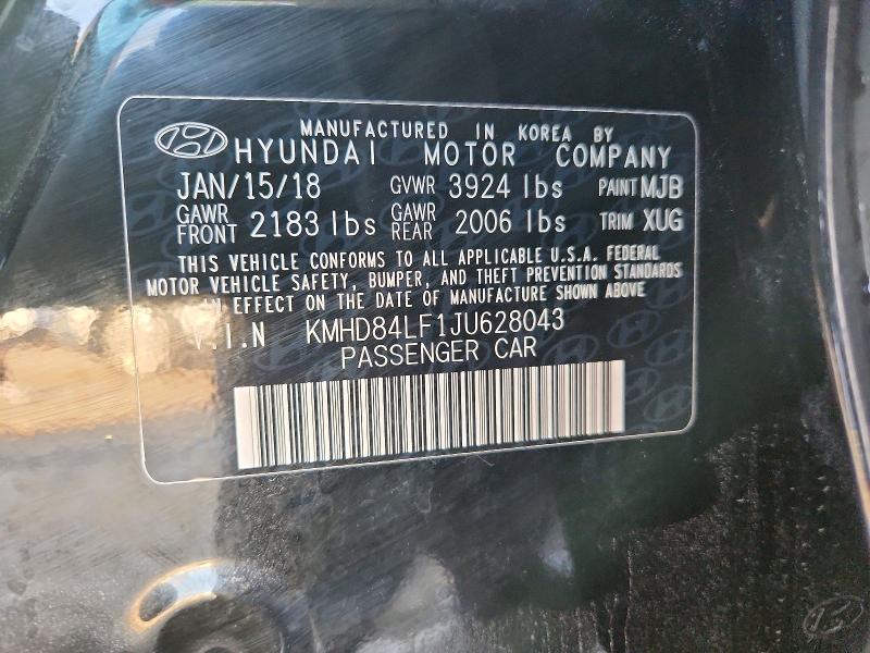 Aukcja sprzedaży 2018 Hyundai Elantra, vin: KMHD84LF1JU628043, numer aukcji: 52028036