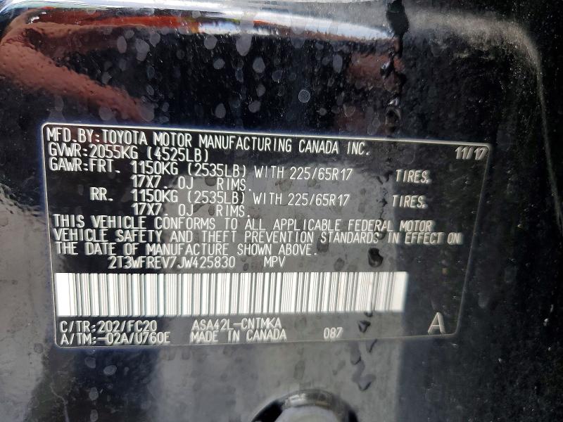 Aukcja sprzedaży 2018 Toyota Rav4, vin: 2T3WFREV7JW425830, numer aukcji: 55367486