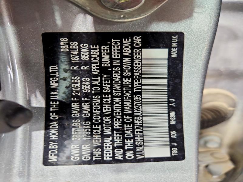 Aukcja sprzedaży 2018 Honda Civic, vin: SHHFK7H59JU237035, numer aukcji: 54322626