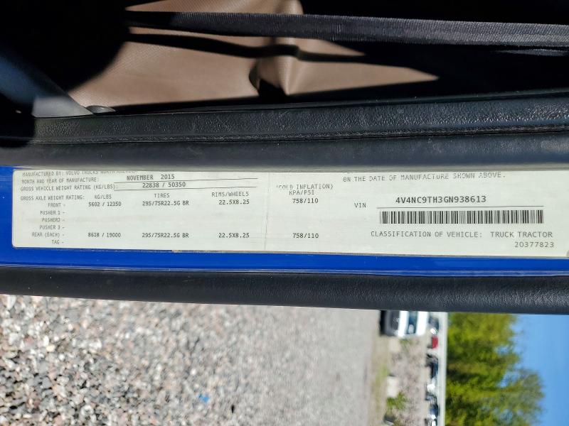 2016 Volvo Vn მანქანა იყიდება აუქციონზე, vin: 4V4NC9TH3GN938613, აუქციონის ნომერი: 54679616
