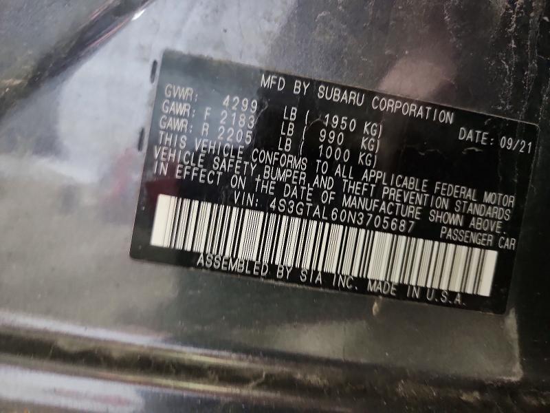 2022 Subaru Impreza მანქანა იყიდება აუქციონზე, vin: 4S3GTAL60N3705687, აუქციონის ნომერი: 53625226