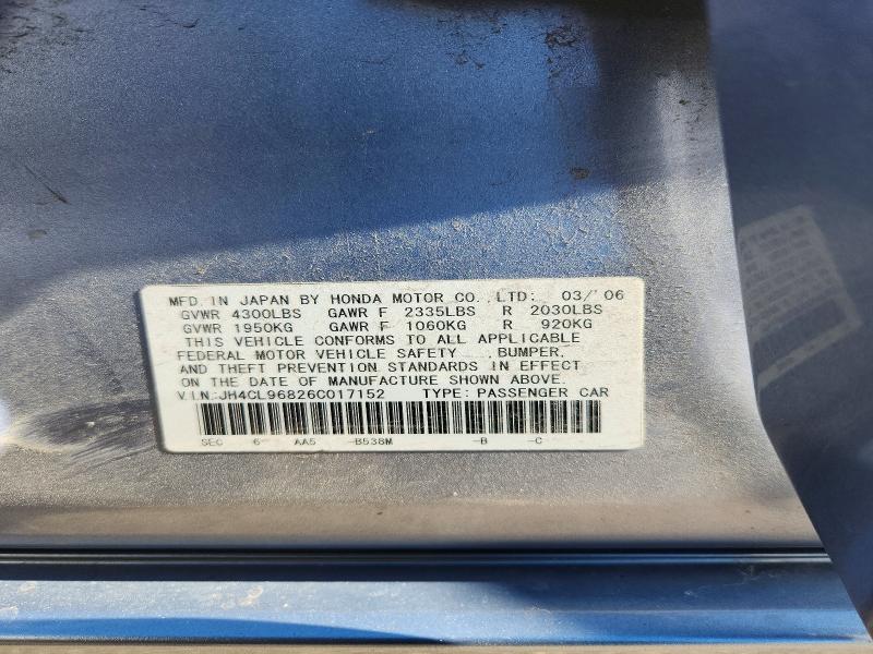 Aukcja sprzedaży 2006 Acura Tsx, vin: JH4CL96826C017152, numer aukcji: 53211956