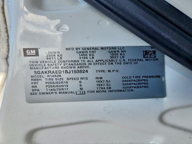 2011 Buick Enclave მანქანა იყიდება აუქციონზე, vin: 5GAKRAED1BJ193824, აუქციონის ნომერი: 54496756