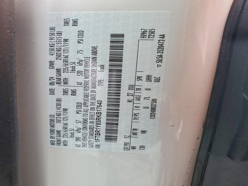2024 Ford Transit მანქანა იყიდება აუქციონზე, vin: 1FTBR1Y85RKB17640, აუქციონის ნომერი: 54453366