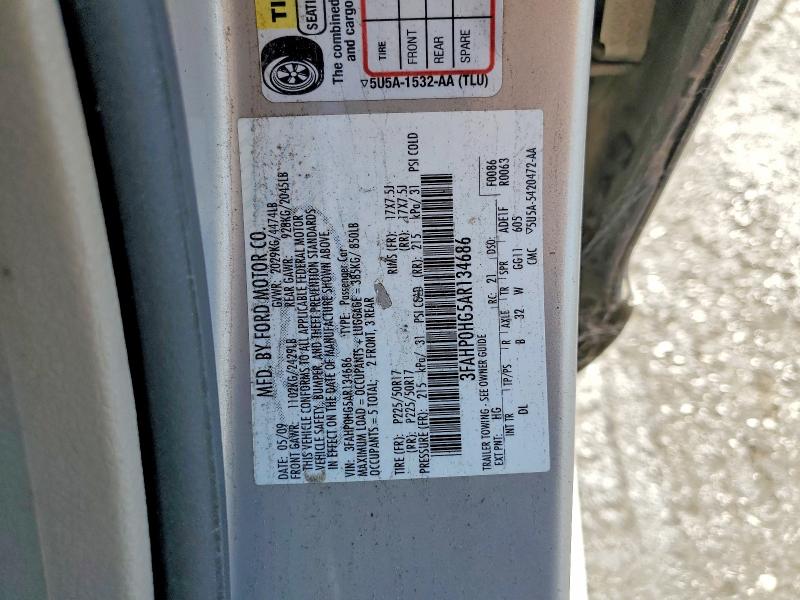 Aukcja sprzedaży 2010 Ford Fusion, vin: 3FAHP0HG5AR134686, numer aukcji: 54642066