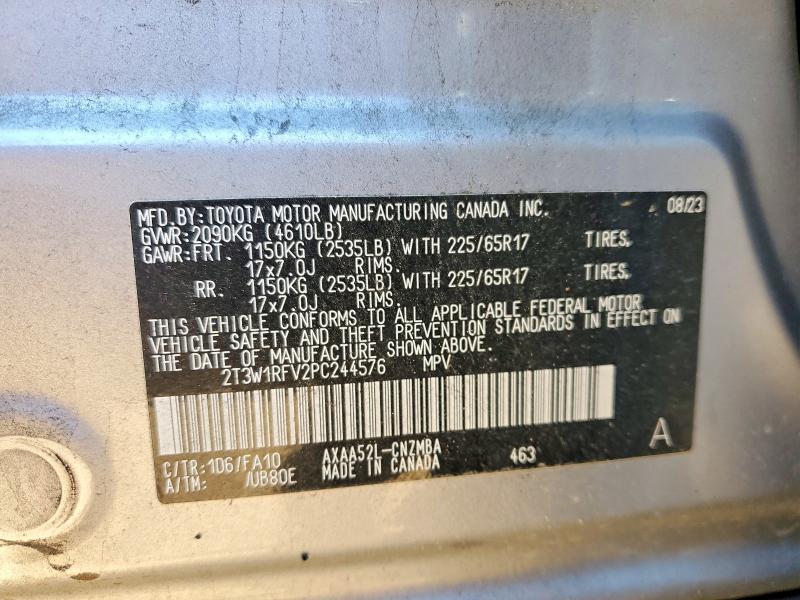 2023 Toyota Rav4 მანქანა იყიდება აუქციონზე, vin: 2T3W1RFV2PC244576, აუქციონის ნომერი: 53233496