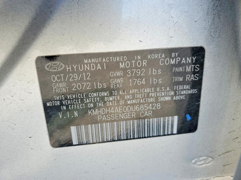 52251756 :رقم المزاد ، KMHDH4AE0DU685428 vin ، 2013 Hyundai Elantra مزاد بيع