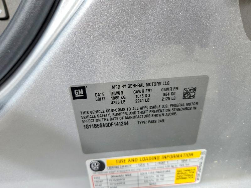 2013 Chevrolet Malibu მანქანა იყიდება აუქციონზე, vin: 1G11B5SA0DF141244, აუქციონის ნომერი: 52767826