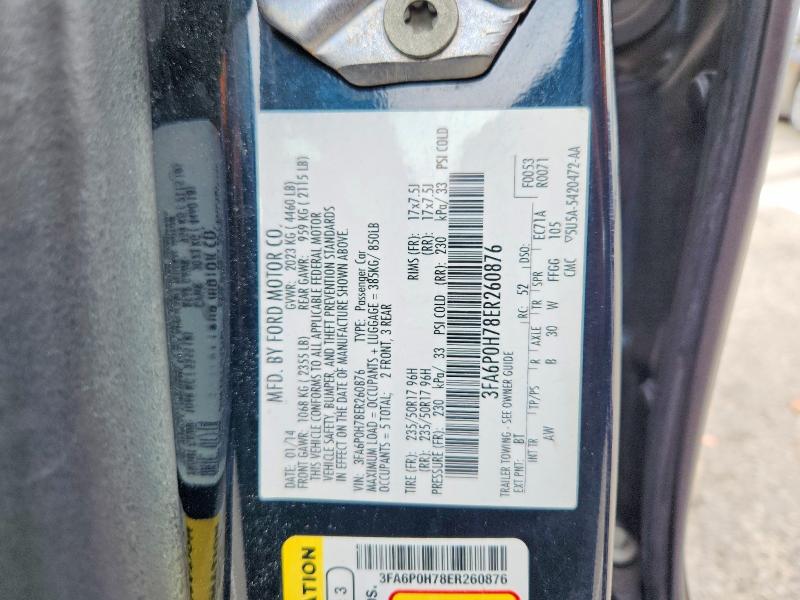 Aukcja sprzedaży 2014 Ford Fusion, vin: 3FA6P0H78ER260876, numer aukcji: 54629866