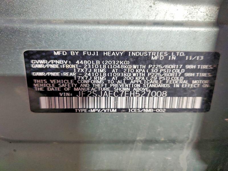 Aukcja sprzedaży 2014 Subaru Forester, vin: JF2SJAEC7EH527008, numer aukcji: 52507386