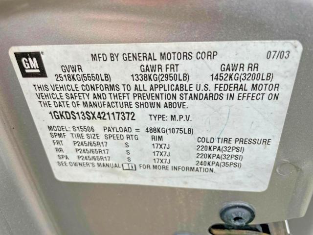 Продаж на аукціоні авто 2004 Gmc Envoy, vin: 1GKDS13SX42117372, номер лоту: 53295926