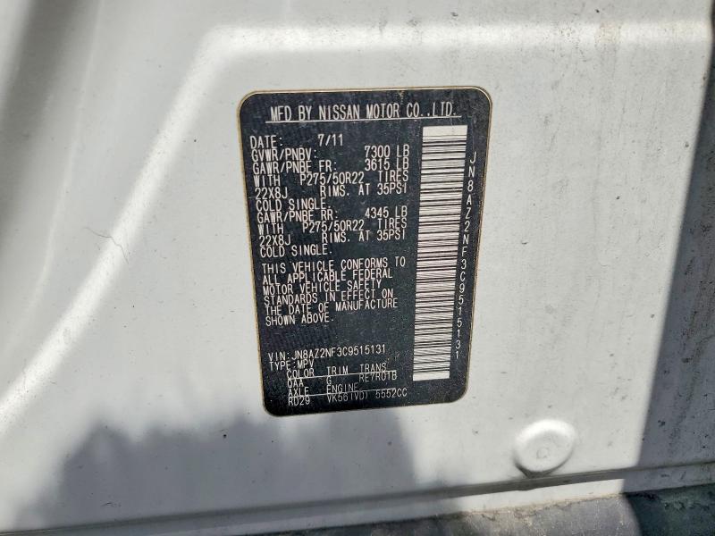 Aukcja sprzedaży 2012 Infiniti Qx56, vin: JN8AZ2NF3C9515131, numer aukcji: 52235276